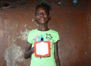 Joy with her new solar light