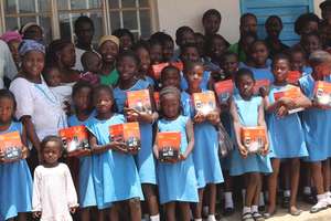 Group of school girls with solar lights in Africa