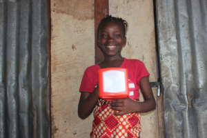 Hannah with her new solar light