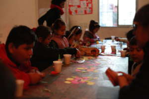 Children working on crafts