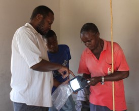 Justin demonstrating a solar light