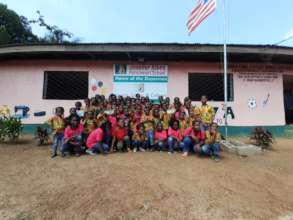 In front of the school