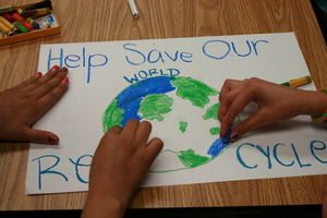 Students create posters to put up at their school