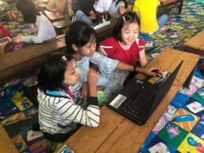 School children use MyLibrary in Kayin State