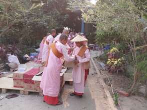 Nuns organising relief operations in Sagaing