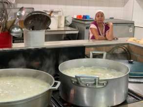 Kitchen inside the school - cooking for 400 kids