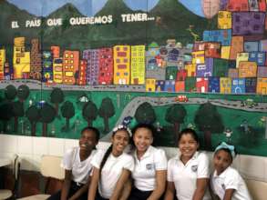 Students in the patio area