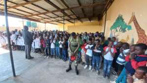 Students saying a prayer