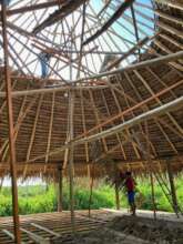 Construction of the round house leaf roof.