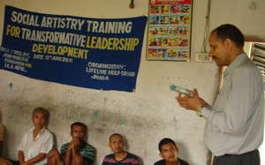 Amba demonstrating time stick in Japha training