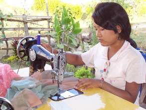 Nepali girl participates in sewing training