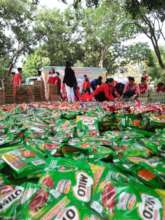 Thousands of relief goods for packing