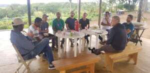 Morning devo at CL Farm. Carlos is 3rd from left