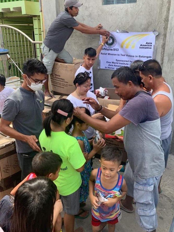 Families receiving relief supplies