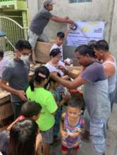 Families receiving relief supplies