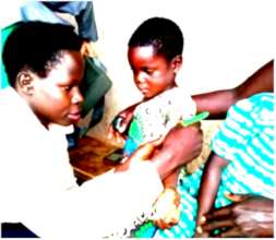 Achild being screened for malnutrition