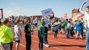 Undergraduate student volunteers led activities.