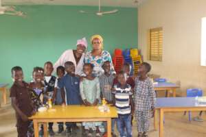 Kindergarteners with teacher
