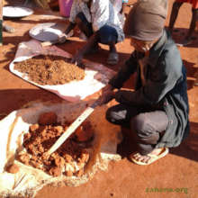 Mixing the clays for the improved cookstove