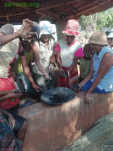 Making bio-charcoal in Fiarenana's school