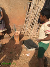 Drying bio-charcoal in the sun