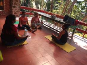 Mothers of the family in Yoga session