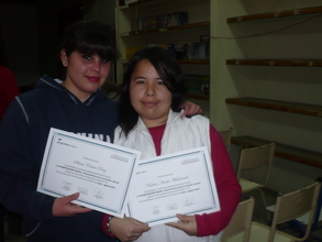 Maria and Gabriela show off their achievement