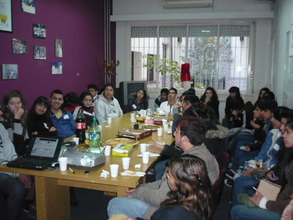 Having lunch at Cimientos office