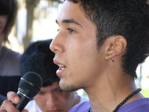 Lucas speaking at his last Student Retreat