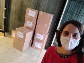 Computer donations, ready to be sent to students
