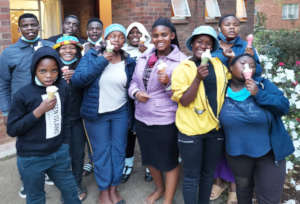 Happy and safe children enjoying an icecream