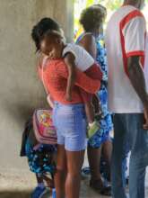 Mom and baby at mobile health clinic