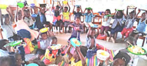 Pre-school children having lunch