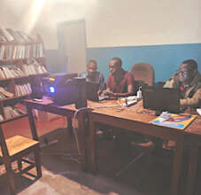 Community members using Library