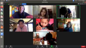 Children during online class