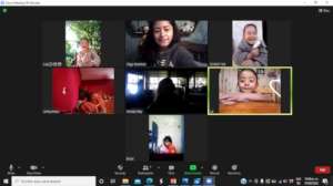 Children during online class