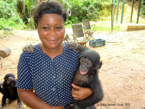 Bikoro with his "maman" and new friends