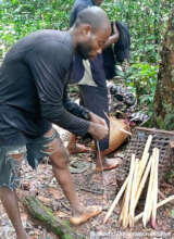 Preparing stakes to mark boundaries