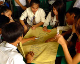 Young people brainstorming sexual health topics