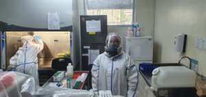 Respirator being used in BSL2 COVID-19 testing