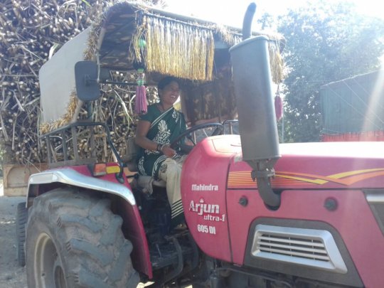Manisha Driving Tractor at her farm
