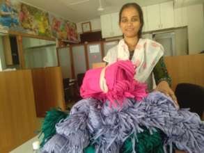 Rupali with the masks