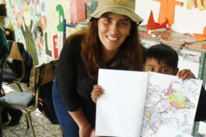 Happy time, Juanita & a pupil after bird colouring