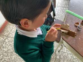 Children at work! Sets and elements being created