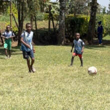 Enjoying time playing football