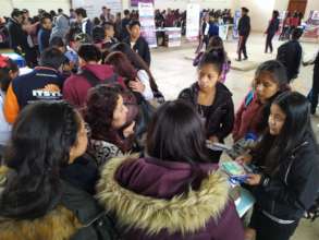 Students visiting a University fair