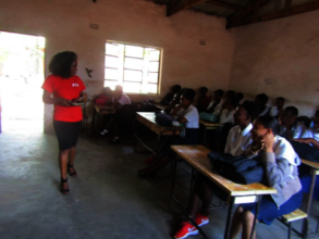 A girl talk session with at Falls Secondary School