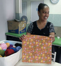 Eliane with her selection for embroidery