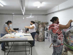 Sorting bags of fabric remnants