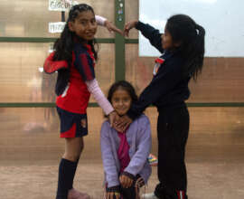 Children in Peru receiving protection sessions